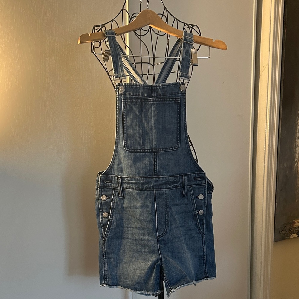 Madewell Blue Denim Overall Shorts Size S
